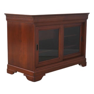 Stickley Cherry Sliding Door Media Entertainment Cabinet For Sale