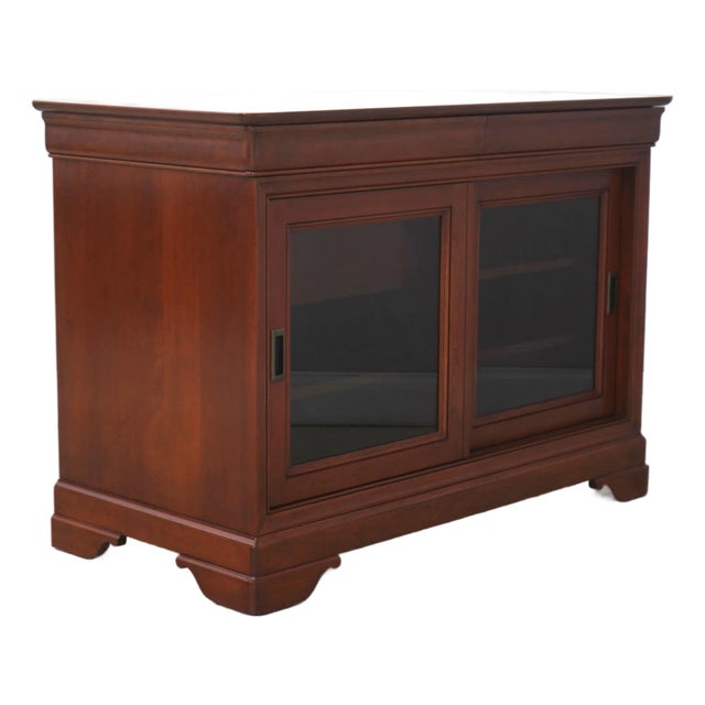 Stickley Cherry Sliding Door Media Entertainment Cabinet For Sale