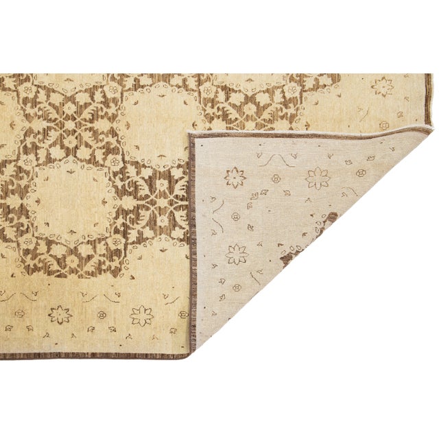 Early 20th Century Early 20th Century Antique Paki Peshawar Beige and Brown Handmade Wool Rug For Sale - Image 5 of 10