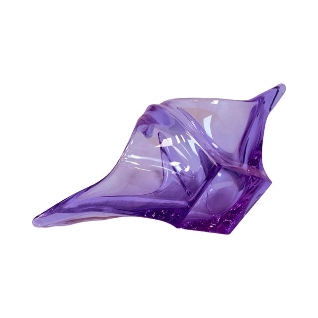 Mid-Century Modern Bowl, Basket, Neodymium Glass, Zelezný Brod Zbs, Designed by M. Klinger, Czechoslovakia, 1980s. For Sale - Image 3 of 11