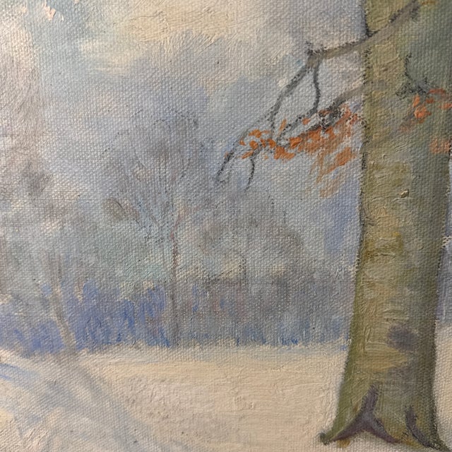 Impressionist Impressionist Oil Painting by Oyert Olsen 1933 a Beautiful Winters Day in the Wood. Oil on Canvas - Original Gold Gilded Wood Frame. For Sale - Image 3 of 10