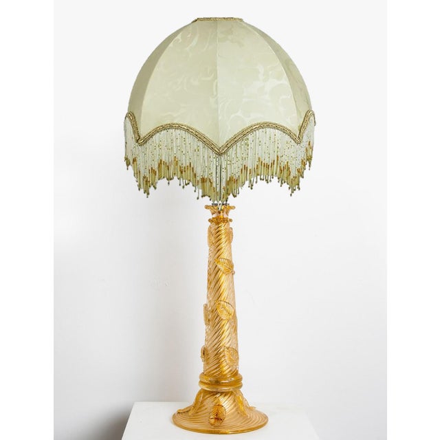 Gold Hand Blown Table Lamp attributed to Barovier & Toso, Italy, 1950s For Sale - Image 8 of 9
