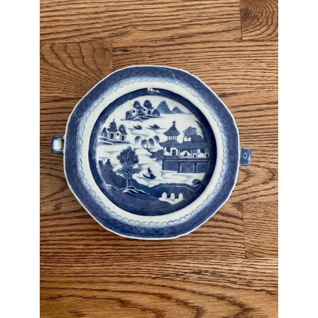 If you love 19th Century Blue Canton, you will love this round warming dish. This can be displayed on a wall or on a table.