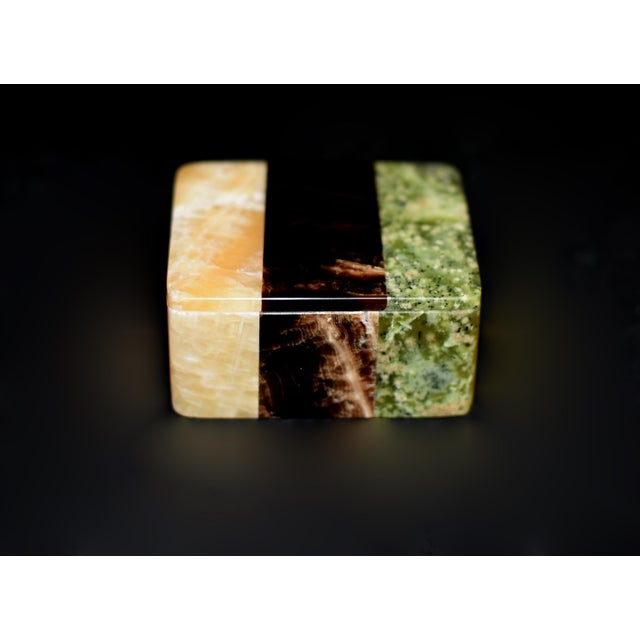 Set of Three Mini Gemstone Boxes Natural Onyx Serpentine Italian For Sale - Image 9 of 17