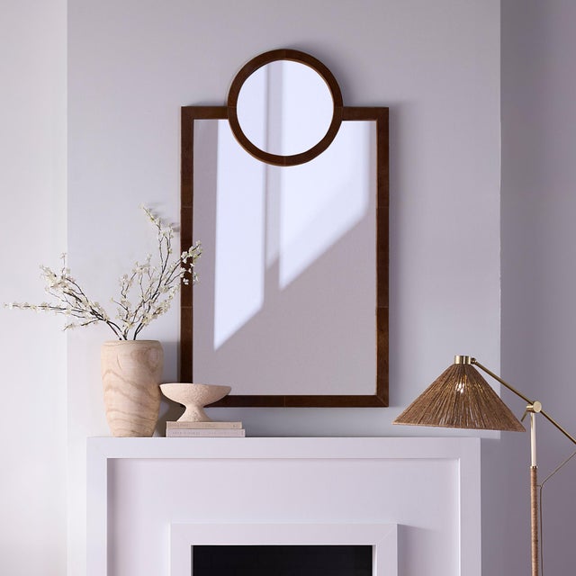 Keystone Mirror, Saddle Hide The dramatic scale of this full-length wall mirror makes it an impressive focal point for an...