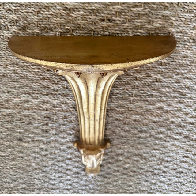 Wood Pair Italian Gilded Carved Wall Shelves For Sale - Image 7 of 10