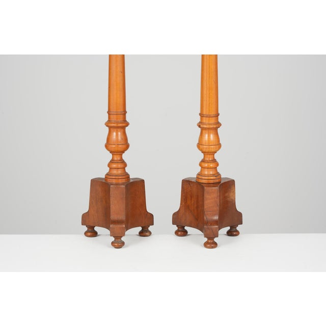 19th Century French Turned Wood Candlesticks, Set of 2 For Sale - Image 3 of 6