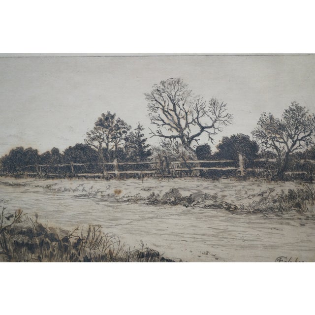Black Antique James Calahan Farmhouse Cottage Panoramic Landscape Etching 25" For Sale - Image 8 of 10