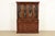 A beautiful Georgian or Chippendale style lighted breakfront bookcase cabinet or dining cabinet By Ethan Allen, "Knob...