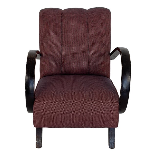 Padded Armchair in the style of Jindřich Halabala, 1930s For Sale
