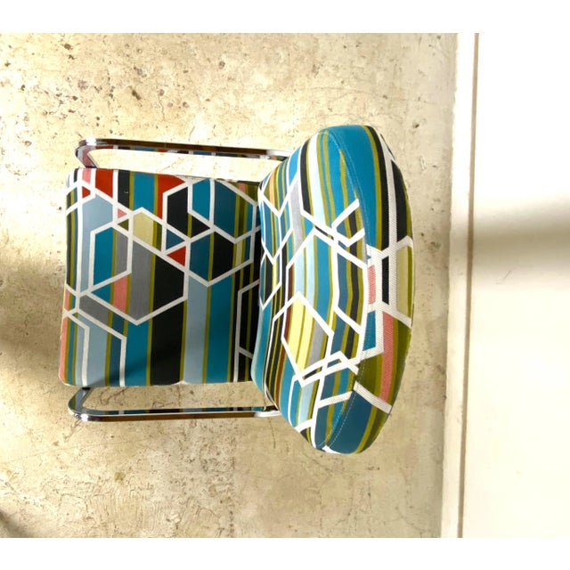 Mid 20th Century Chrome Chairs With Maharam Fabric - Set of 4 For Sale - Image 9 of 11