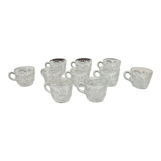 1970s Collection of Small Glass Cups With Sun Designs- Set of 10 For Sale