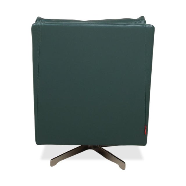 Set of Green Leather Boss Armchair and Ottoman with Manual Function from Flexform For Sale - Image 16 of 18