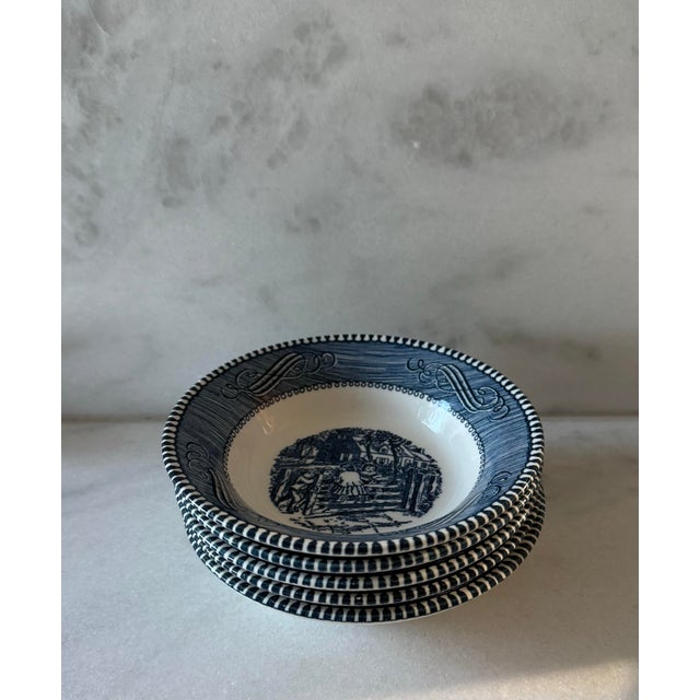 Vintage Currier & Ives Royal China Small Bowls - Set of 5 For Sale In Austin - Image 6 of 8