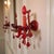 Baroque 3p Ruby Red Baroque Rococo Revival European Imprt Glass Chandelier Sconce Set For Sale - Image 3 of 8