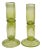 Vintage Hand-Blown Green Glass Candlestick Holders, Pair, 6.5" For Sale