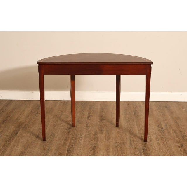 Custom Mahogany Inlaid Demilune Console Table For Sale - Image 16 of 18