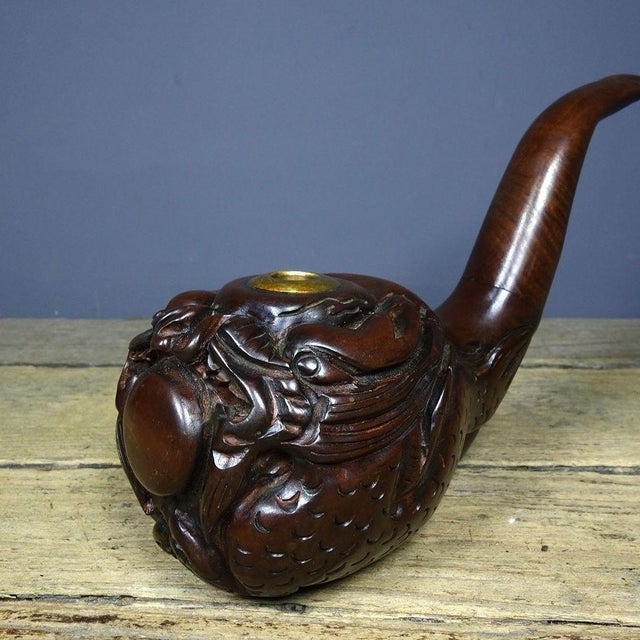 Late 19th Century Carved Rosewood Tobacco Pipe With Dragon Motif, 680g For Sale In Los Angeles - Image 6 of 9