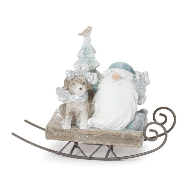 Modern Gnome on Sled Figurine (Set of 2) For Sale - Image 3 of 5