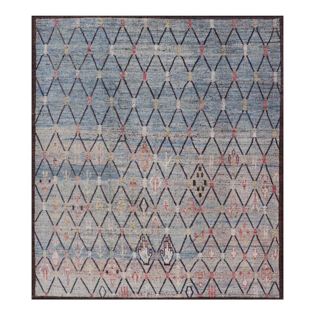 Modern Moroccan Rug by Keivan Woven Arts With All-Over Geometric 9'6 X 11'3 V For Sale