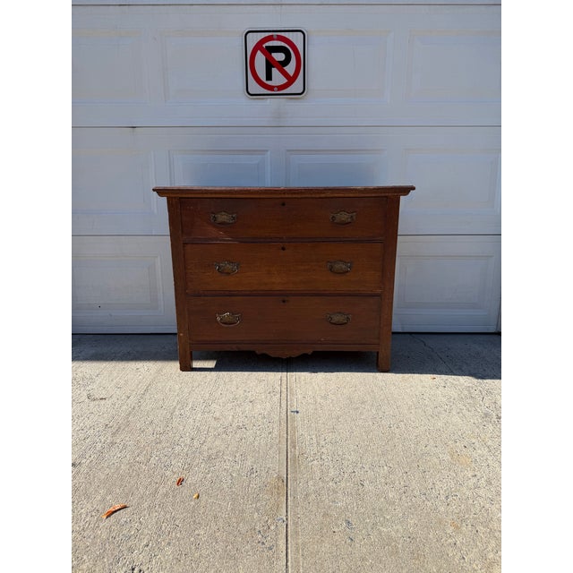 We have a gorgeous antique Arts and Crafts oak dresser with three spacious drawers for sale. It features solid wood...
