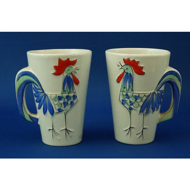 Ceramic Cups with Bas-Relief Roosters from Sicas, Sesto Fiorentino, Italy, 1940s, Set of 2 For Sale - Image 17 of 17