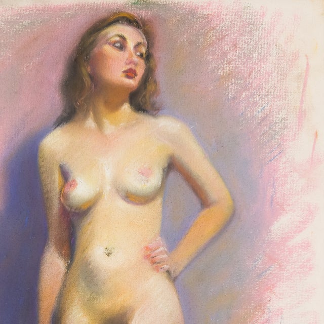 1940s Standing Nude With Green Drapery - Attr. Darwin Duncan, C. 1940s For Sale - Image 5 of 9