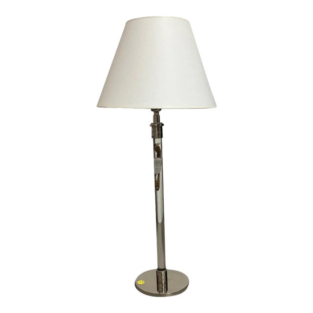 1950's Glass Base Table Lamp For Sale