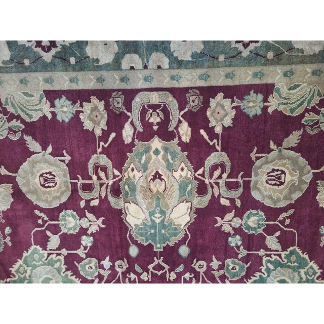 Textile Late 20th Century Hand-Knotted Indian Agra Wool Rug, 14'3" × 11'4" For Sale - Image 7 of 10