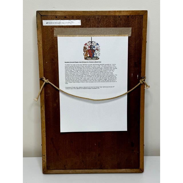 Late 20th Century British Heraldic Armorial Shire Coat Arms of Chester Plaster Wall Sculpture in Cas For Sale - Image 4 of 11