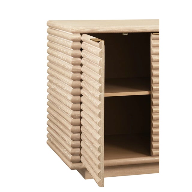 Matthew Izzo Home Giovanni Cerused Oak Four Door Buffet With Brass Hardware For Sale In New York - Image 6 of 6