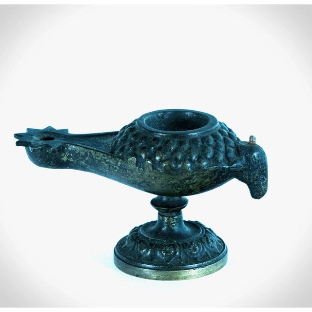 18th Century 18th Century Greek Copper Alloy Bird-Form Oil Lamp on Pedestal Base For Sale - Image 5 of 6