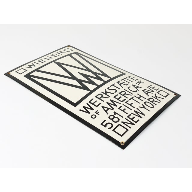 Metal Wiener Werkstätte of America Inc New York Enameled Advertising Sign by Josef Hoffmann, 1960s For Sale - Image 7 of 18