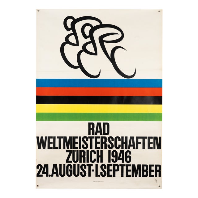 Cycling World Championship Zurich Lithograph Poster by Axel Walter Diggelmann, 1946 For Sale
