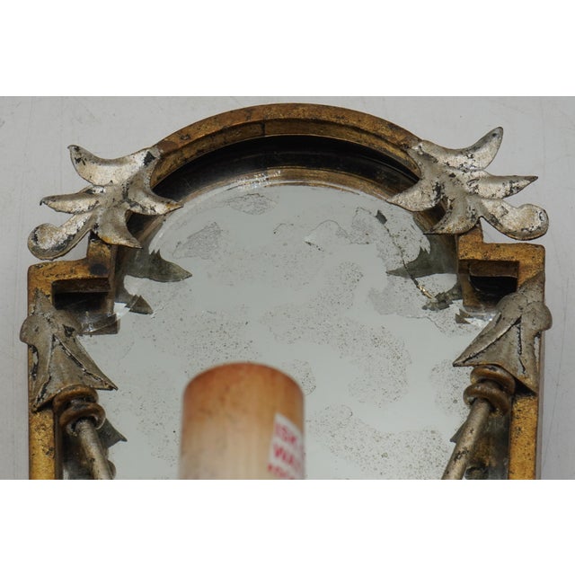 2000 - 2009 Pair of Neoclassical Mirrored Electrified Wall Sconces For Sale - Image 5 of 12