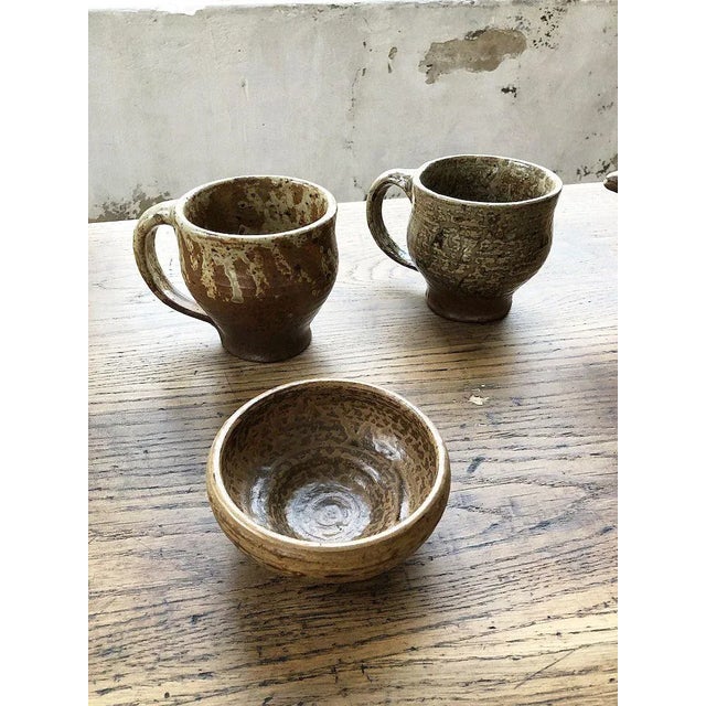 Brown Cups and Teapot Set by André Bodin for Vallauris, 1960s, Set of 8 For Sale - Image 8 of 18