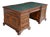 Green Leather Banded Mahogany Partners Desk For Sale