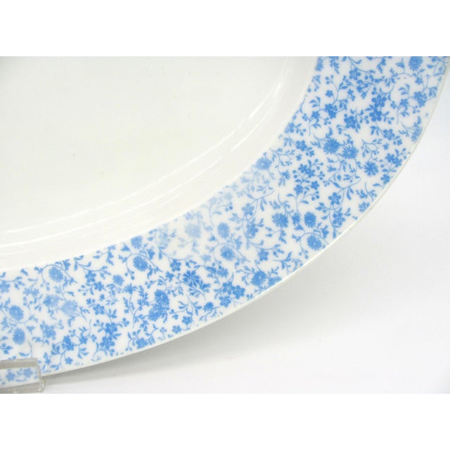 Antique France 18.75" Limoges Blue Chintz Cornflower Calico Micro-Flower Floral Transferware Deep Well Platter For Sale - Image 6 of 9