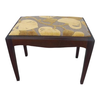 Vintage Mid-Century Modern Wood Bench With Upholstered Top For Sale