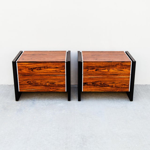 Glenn of California Vintage Restored 1970s Rosewood Nightstands by Glenn of California, A Pair For Sale - Image 4 of 12