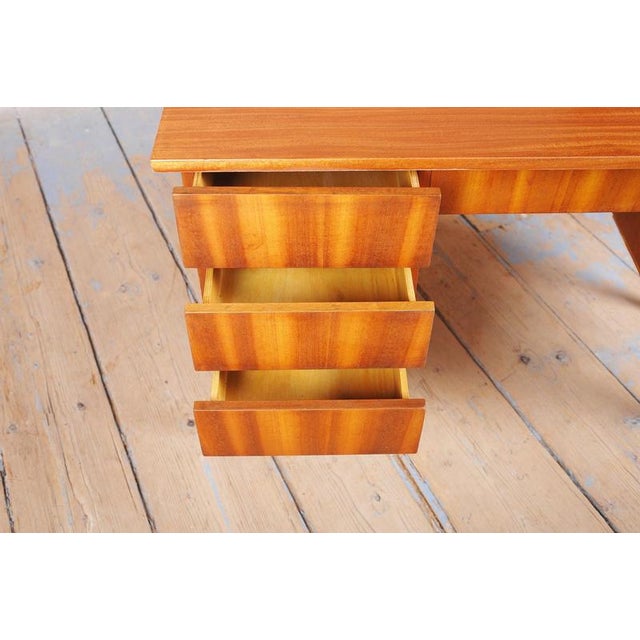 Mid-Century Modern Writing Desk in Mahogany Veneer, Czech, 1950 For Sale - Image 6 of 14
