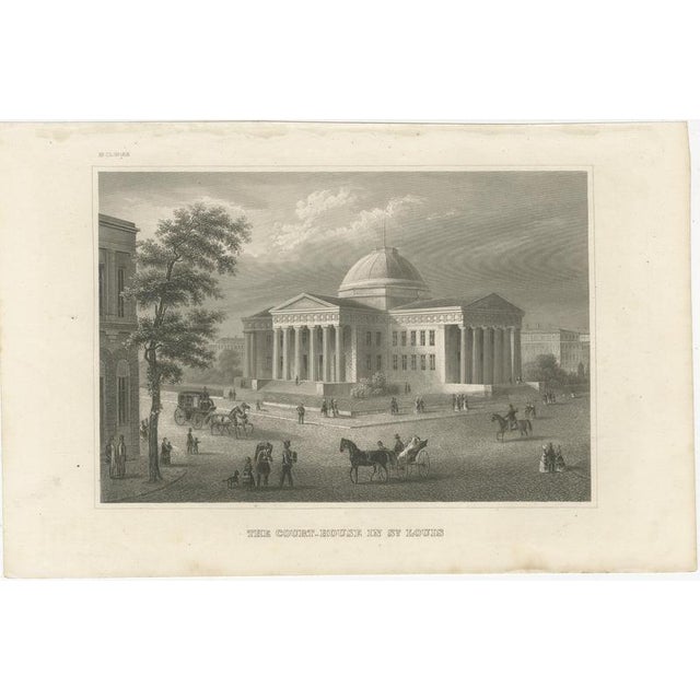 Antique View of the Old Courthouse in St. Louis Missouri, ca. 1850 This elegant 19th-century steel engraving depicts the...