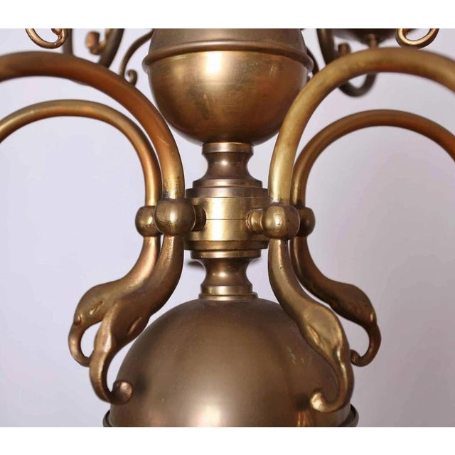 Nice patina. The chandelier is made of polished brass. Restored electrical installation: new cables, sockets and covers -...