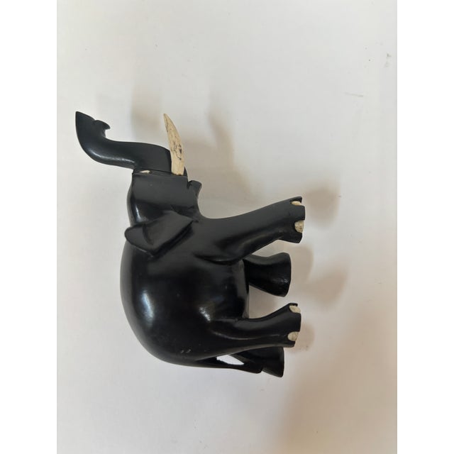 Antique Hand Carved Anglo-Indian Elephant Sculpture, Ebonized Wood For Sale - Image 11 of 14