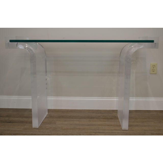 Postmodern 1980 S Quality Lucite Glass Top Console Table Chairish