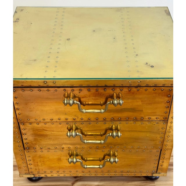 Vintage Sarreid Brass Clad Three Drawer Chest For Sale - Image 10 of 11