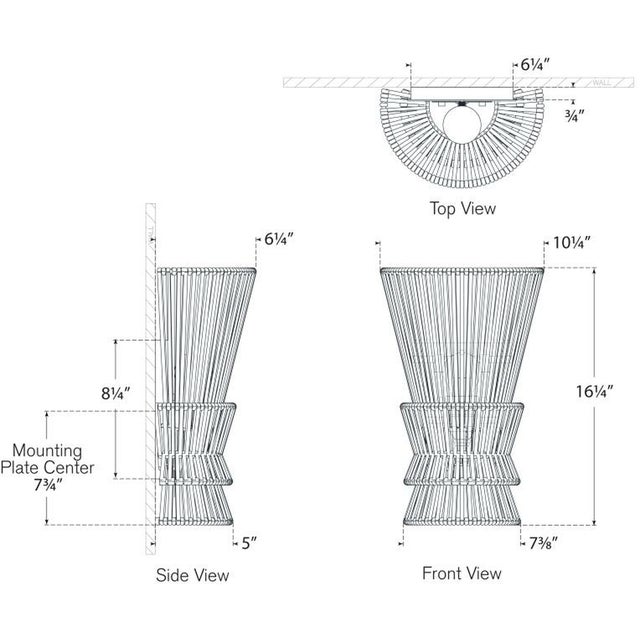 Modern Chapman & Myers for Visual Comfort Signature Antigua Medium Sconce in Polished Nickel and Natural Abaca For Sale - Image 3 of 4