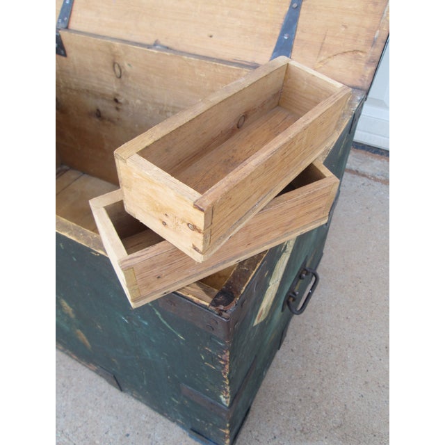 Antique Green Maritime Seaman’s Chest Ship Chest For Sale - Image 13 of 18