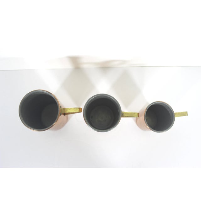Vintage Copper Measuring Cups Brass Handles- Set of 3 For Sale - Image 6 of 7