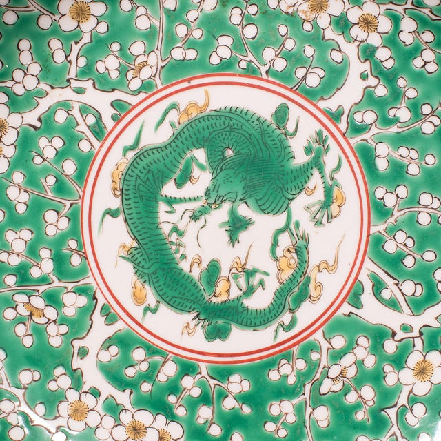 1900 - 1909 Antique Famille Verte Display Plate, Oriental, Qing Dynasty, Saucer, Victorian For Sale - Image 5 of 8